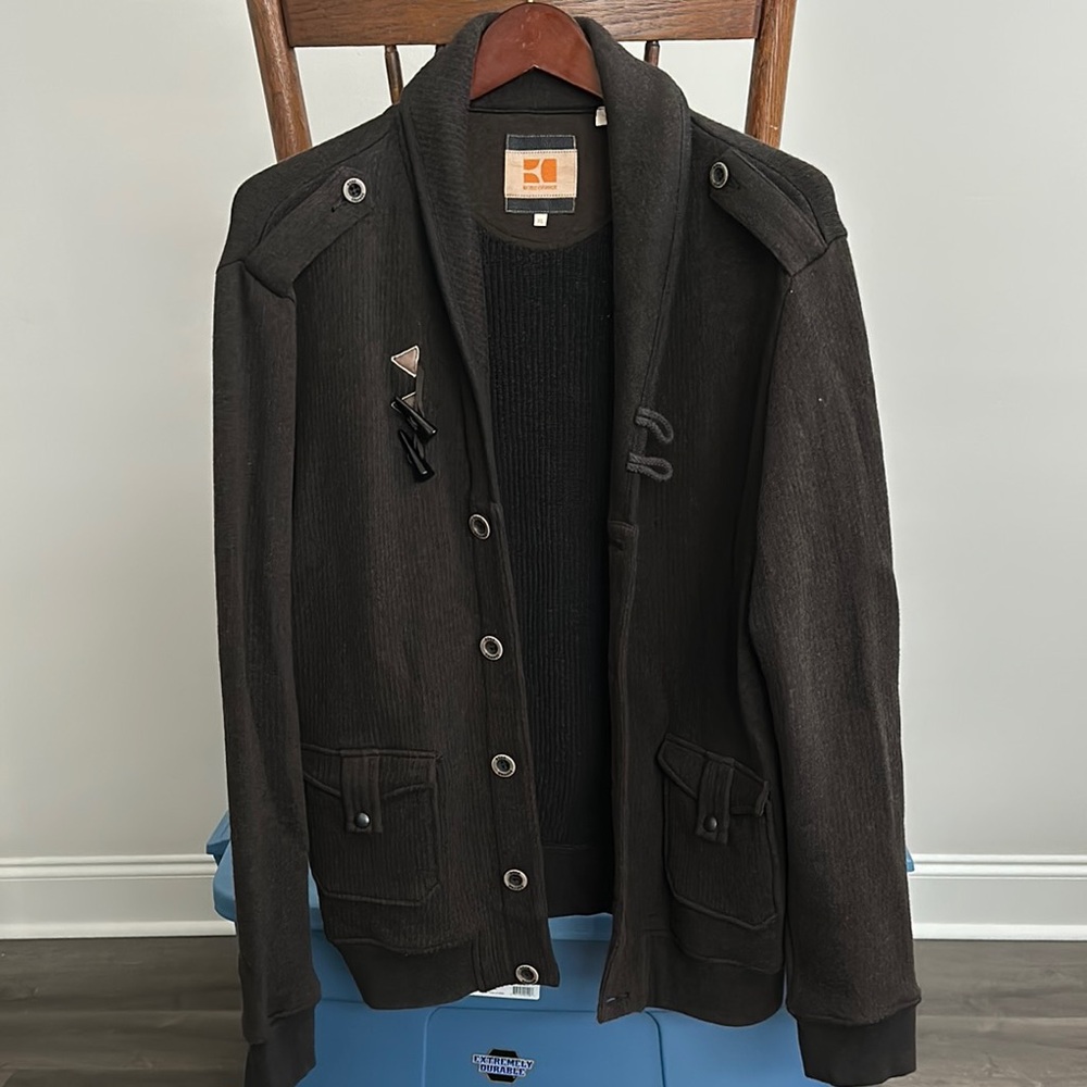 Men's Dark Deep Brown Button-Up Cardigan